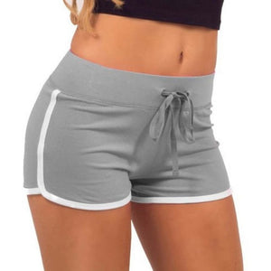 Shorts Women Casual Cotton Contrast Binding Side Split Elastic Waist Short